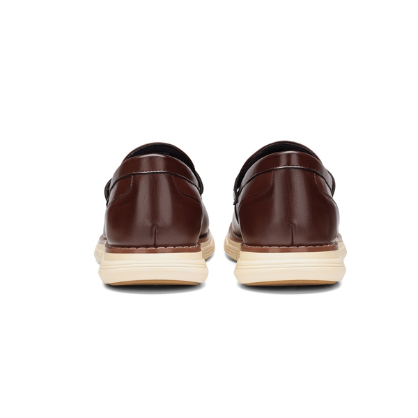 Men's PU Leather Penny Loafers - DARK BROWN - 5